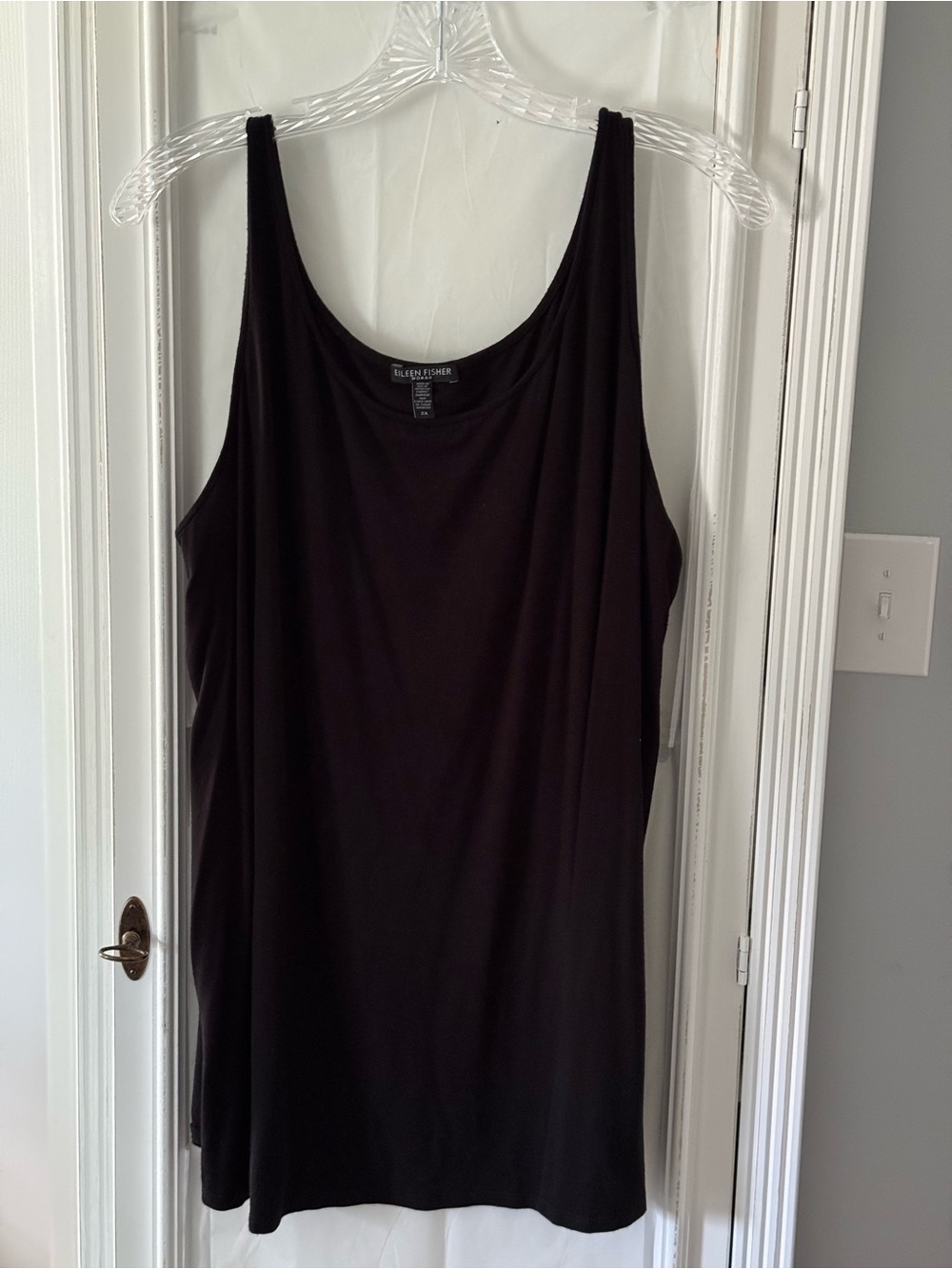 Eileen Fisher Black Viscose/Spandex Scoop Neck Lightweight Tank Size 2X